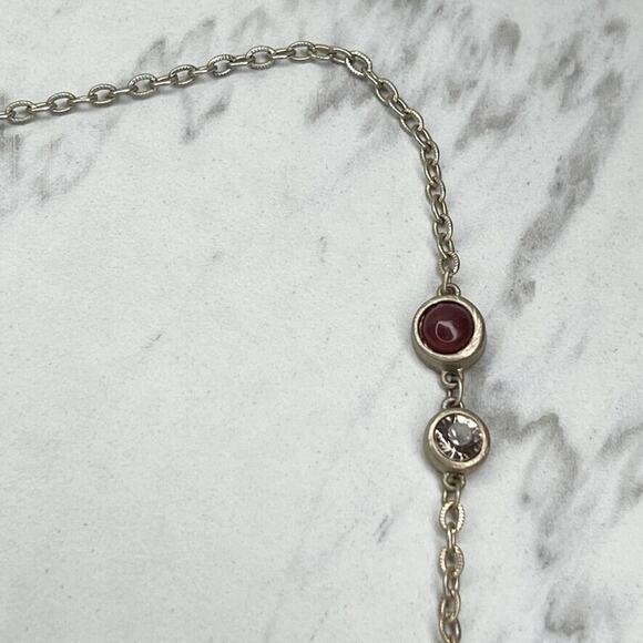 Chico's Rhinestone Station Silver Tone Chain Link Necklace - Picture 5 of 11